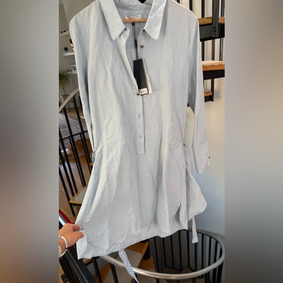 HALSTON HERITAGE Blue Shirt Dress Size 8 - Picture 3 of 10